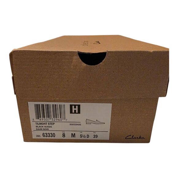 New! Clarks Tilmont Step Black Suede Mixed Media Square Toe Comfort Loafer, 8 - Picture 15 of 15